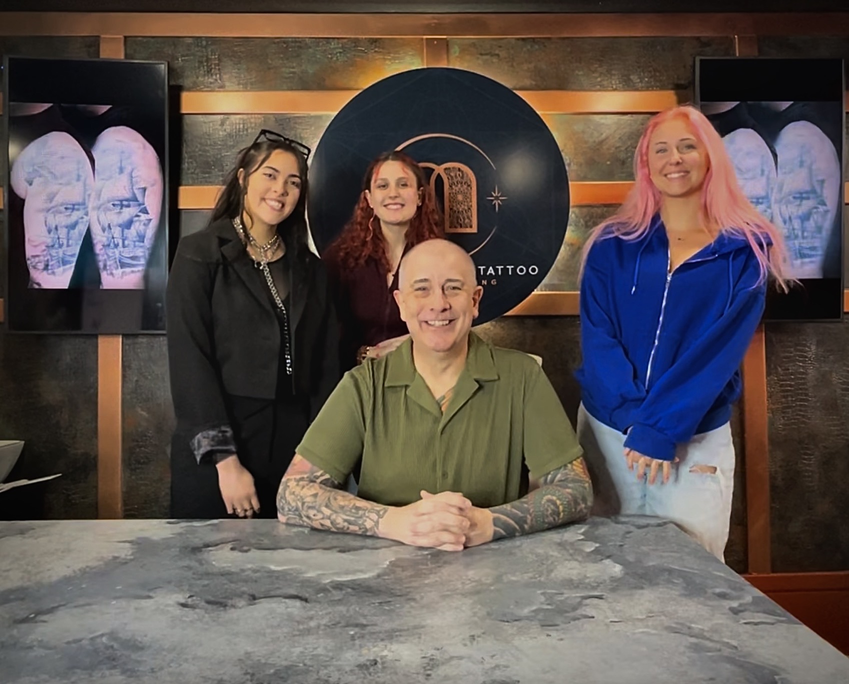 Magic Circle Tattoo Team - Sabrina Giallombardo, Bella Lagalo, Dion Socia, and Tera Peters at the Bay City Michigan studio